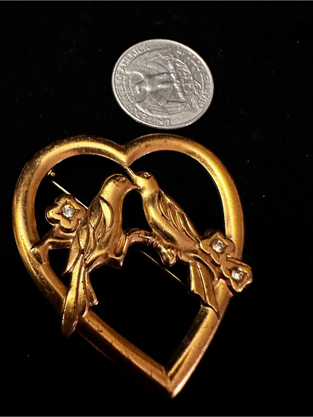 Gold-Tone Heart Brooch collection/Set of 3
